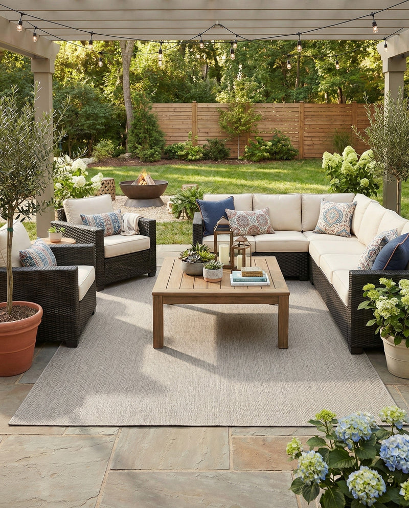 Seaside Serenity Collection Area Rug - Veranda (Light Gray) Rectangle Light Gray  lifestyle 41