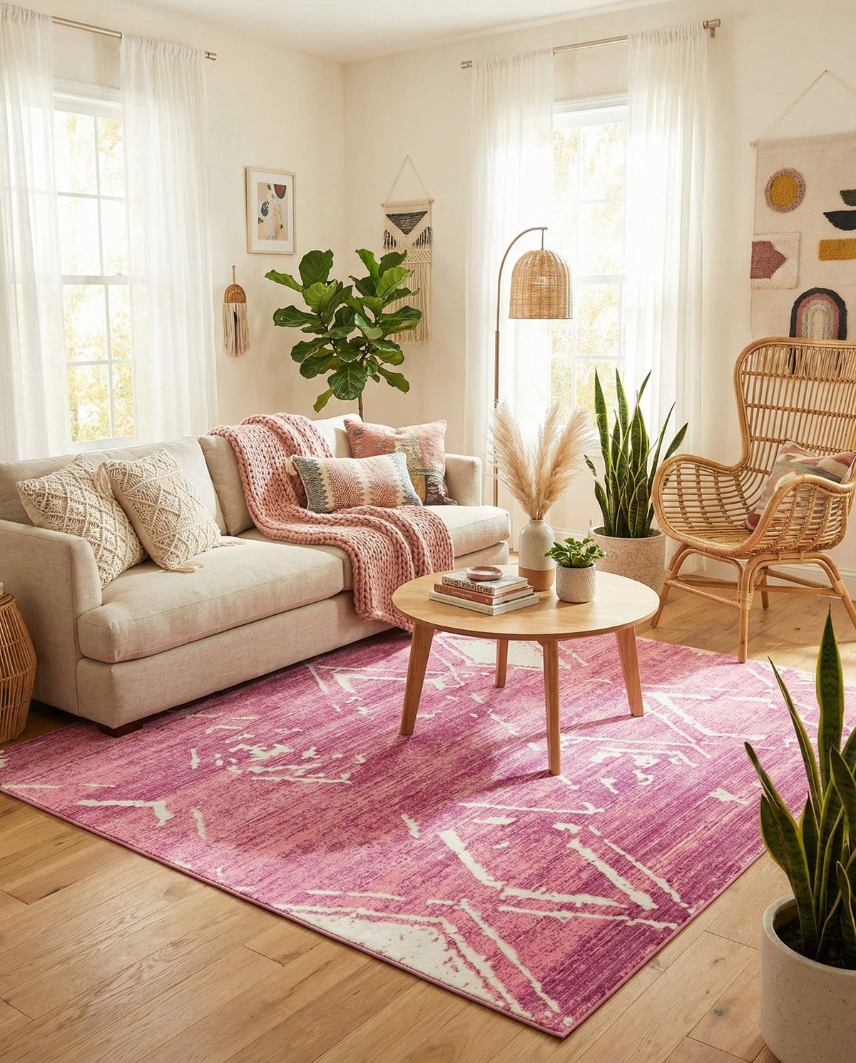 Metro Heights Collection Area Rug -  Madison Square Pink  lifestyle 150