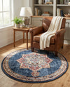 Eden Oasis Collection Area Rug -  Tranquility (Dark Blue) Round Dark Blue  lifestyle 46