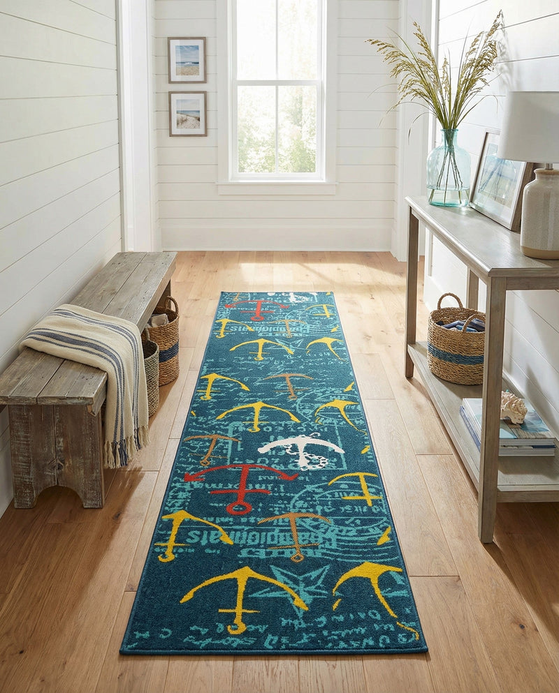 Seaside Haven Rugs Collection Area Rug -  Lighthouse Runner Navy Blue  lifestyle 73