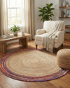 Woven Seaside Jute Collection Area Rug - Seabrook Round Natural  lifestyle 46