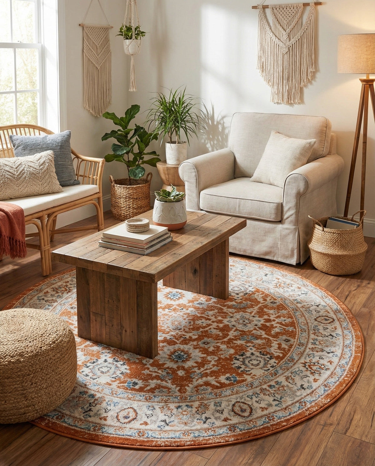 Savannah Elegance Collection Area Rug - Augusta (Rust Red) Round Rust Red  lifestyle 81
