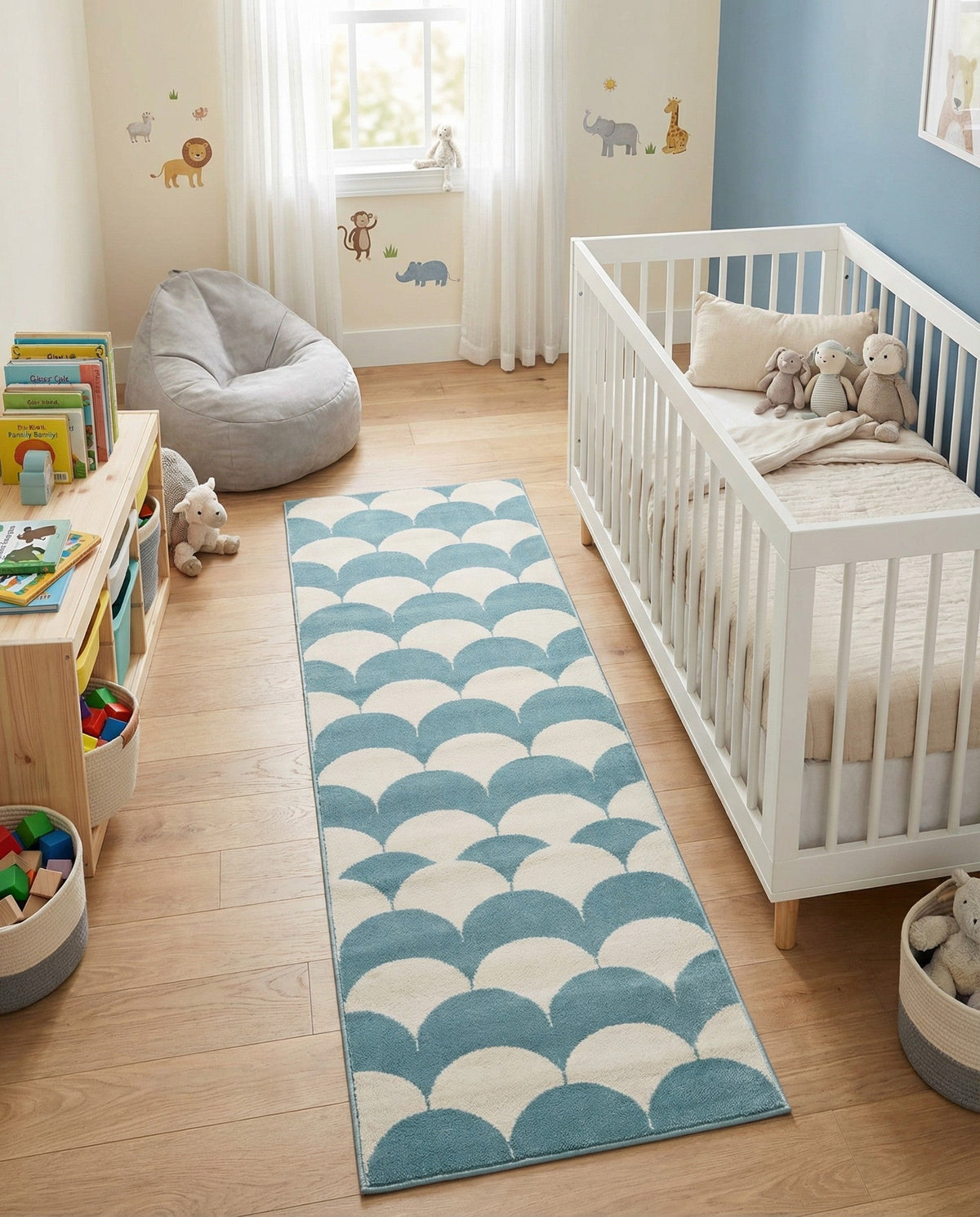 Wonder Tykes Collection Area Rug - Sparklewood Runner Sky blue  lifestyle 146