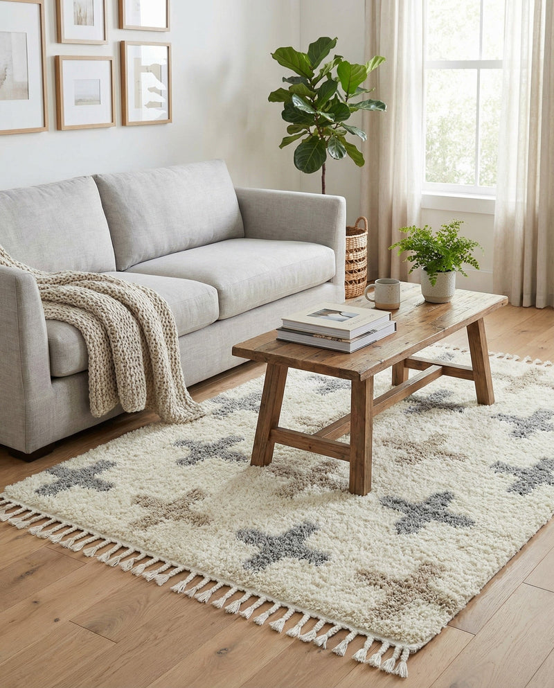 Cozy Cove Shag Collection Area Rug -  Driftwood Rectangle Ivory  lifestyle 23