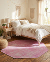 Sahara Essence Collection Area Rug - Oasis (Pink) Octagon Pink  lifestyle 37