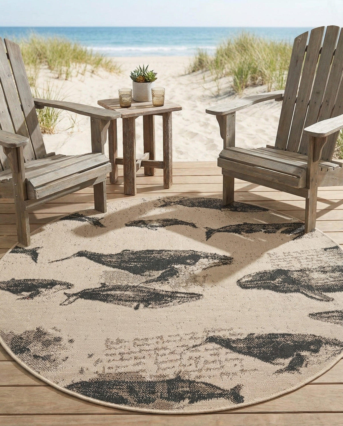 Seaside Haven Rugs Collection Area Rug -  Seabreeze Round Beige  lifestyle 81