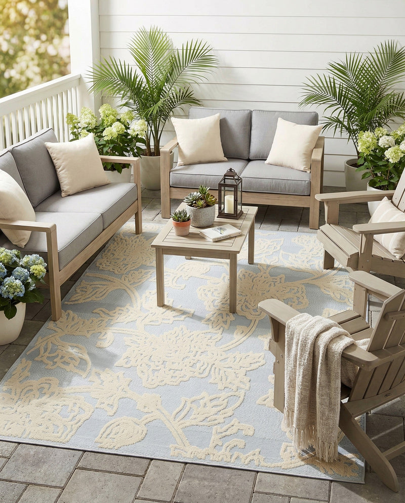 Bahama Breeze Outdoor Collection Area Rug -  Eleuthera Rectangle Gray  lifestyle 6