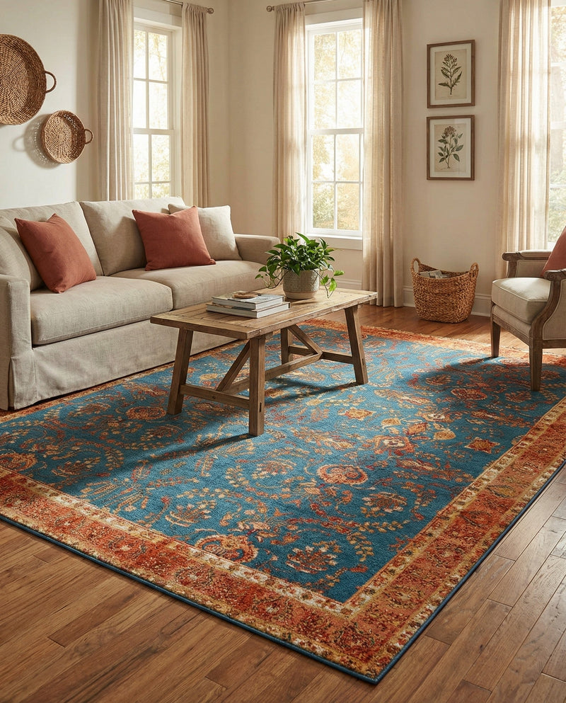 Patio Heritage Collection Area Rug -  Pavilion Rectangle Navy Blue  lifestyle 19