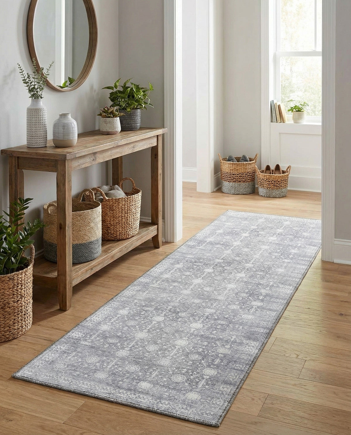 Heritage Elegance Collection Area Rug -  Chatsworth Runner Gray  lifestyle 96