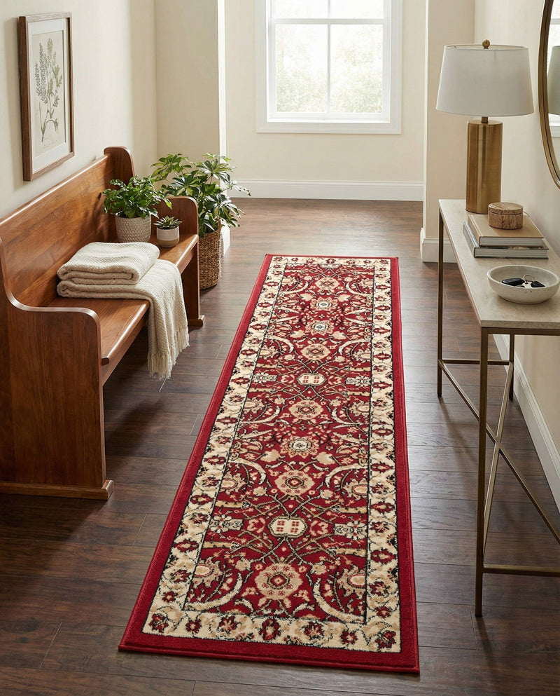 Tabriz Tapestry Collection Area Rug - Sahand (Red) Runner Red  lifestyle 40