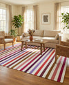 Seaside Stripes Collection Area Rug - Azul Rectangle White  lifestyle 25