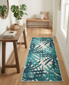 Seaside Blooms Collection Area Rug -  Provence Runner Teal blue  lifestyle 55
