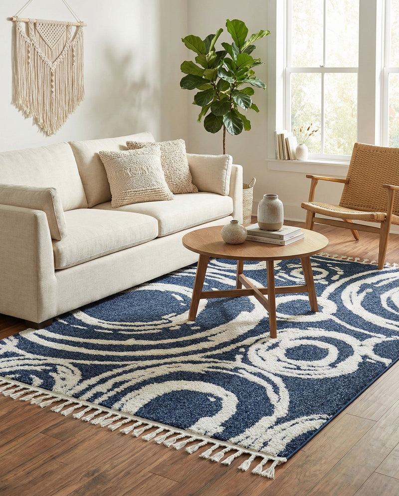 Sahara Chic Collection Area Rug -  Nubia Rectangle Blue  lifestyle 59