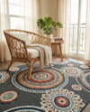 Seaside Blooms Collection Area Rug -  Eden Rectangle Black  lifestyle 12