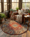 Patio Heritage Collection Area Rug -  Terrace Round Antique Red  lifestyle 78