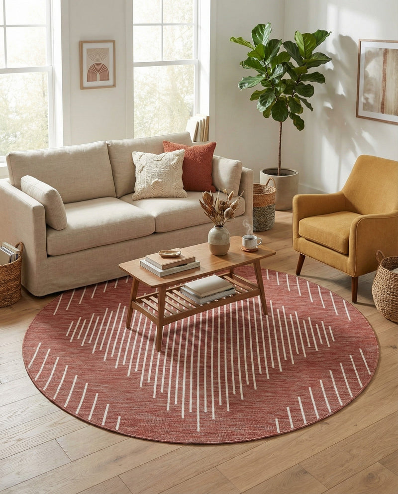 Urban Terrace Collection Area Rug -  Chelsea (Rust Red) Round Rust Red  lifestyle 15