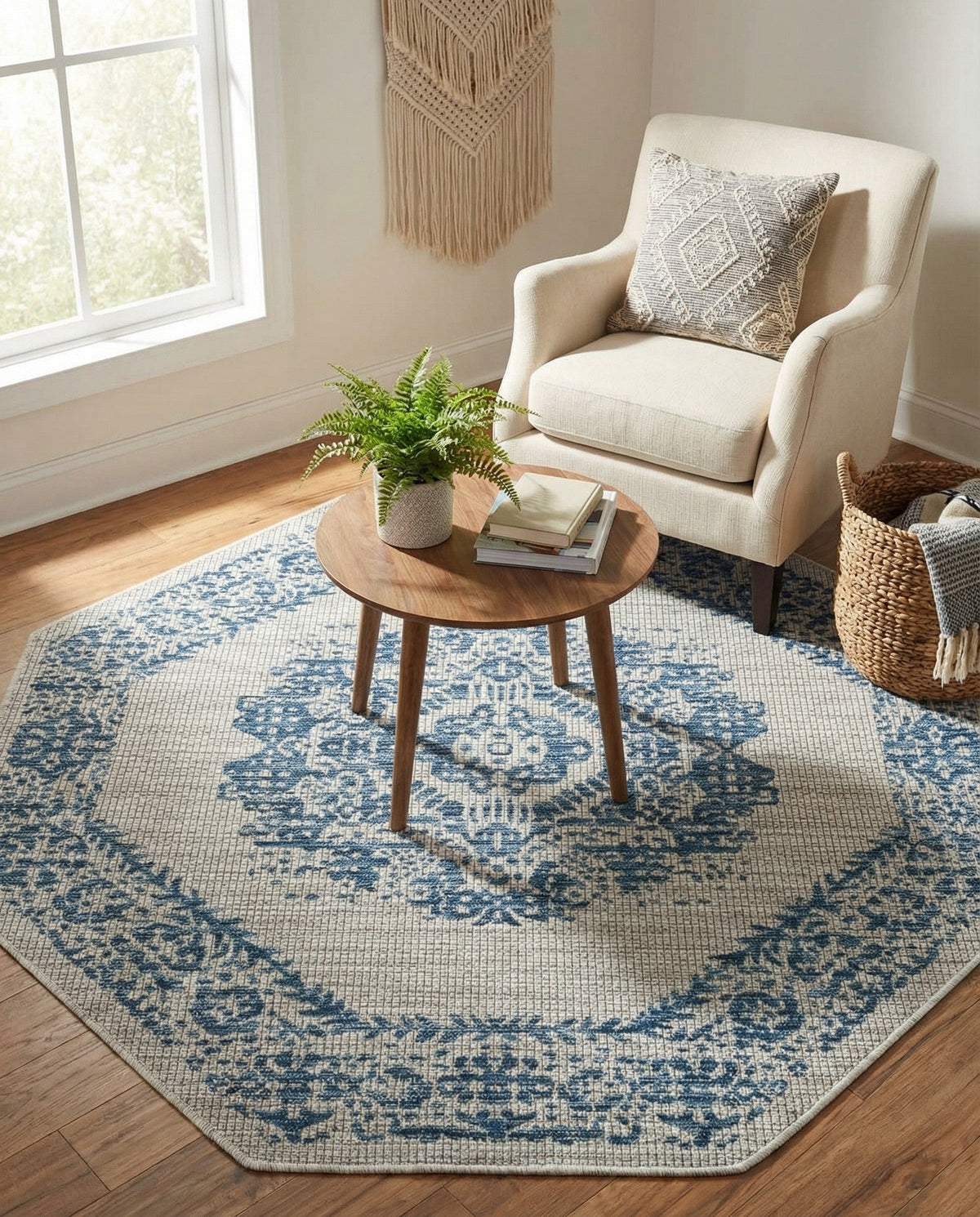 Patio Heritage Collection Area Rug - Savannah (Blue) Octagon Blue  lifestyle 112