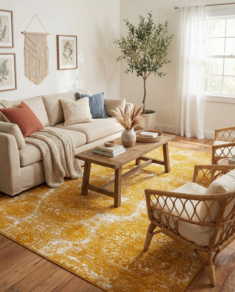 Riviera Elegance Collection Area Rug -  Monaco (Yellow) Rectangle Yellow  lifestyle 17