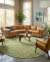 Urban Oasis Rugs Collection Area Rug -  Highrise (Yellow and Aqua) Round Yellow and Aqua  lifestyle 51