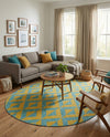Urban Oasis Rugs Collection Area Rug -  Highrise (Yellow and Aqua) Oval Yellow and Aqua  lifestyle 38