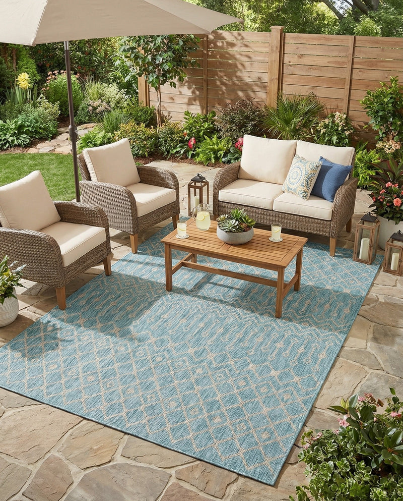 Savannah Pergola Collection Area Rug -  Pergola (Aqua) Rectangle Aqua  lifestyle 4
