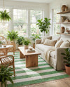 Tassel Trail Collection Area Rug - Pathway (Green and Ivory) Rectangle Green and Ivory  lifestyle 8