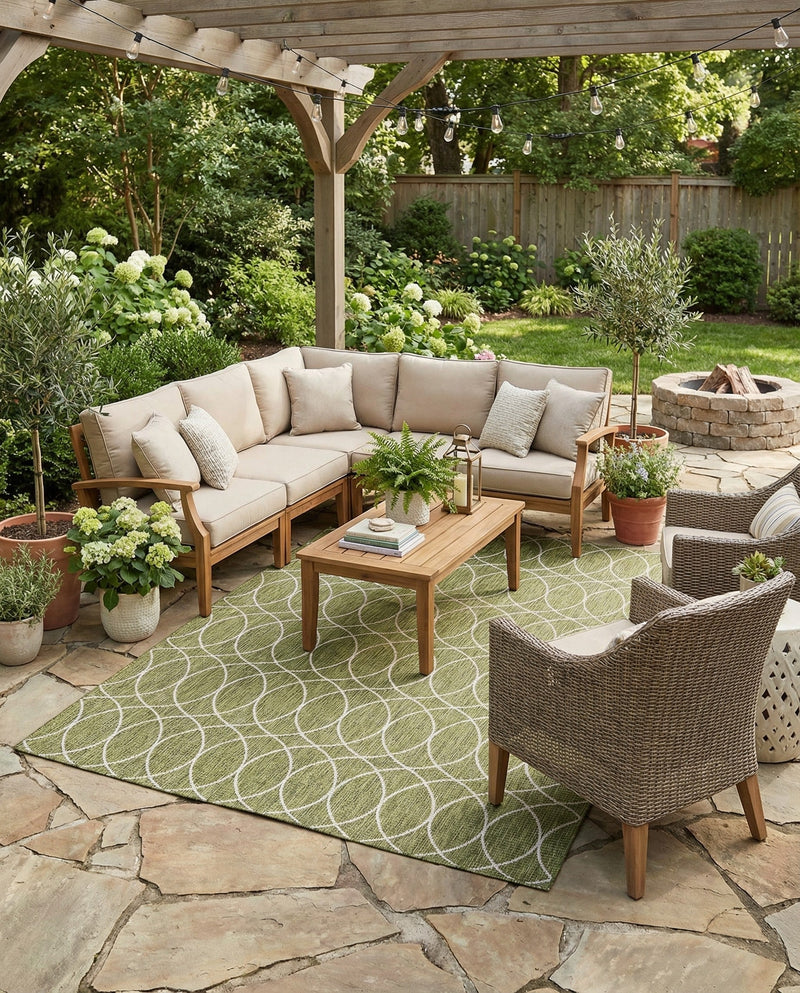 Savannah Pergola Collection Area Rug -  Pavilion (Green) Rectangle Green  lifestyle 10