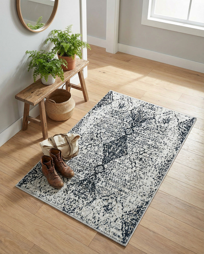 Aegean Elegance Washables Collection Area Rug -  Naxos Rectangle Black and White  lifestyle 35