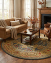 Persian Elegance Collection Area Rug -  Khorramabad Round Navy Blue  lifestyle 31