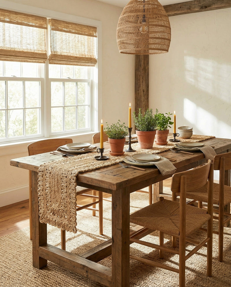 Woven Seaside Jute Collection Area Rug - Seaside Table Runner Natural  lifestyle 18