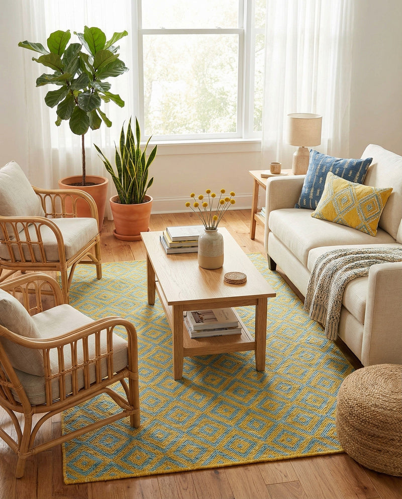 Urban Oasis Rugs Collection Area Rug -  Rooftop (Yellow and Aqua) Rectangle Yellow and Aqua  lifestyle 21