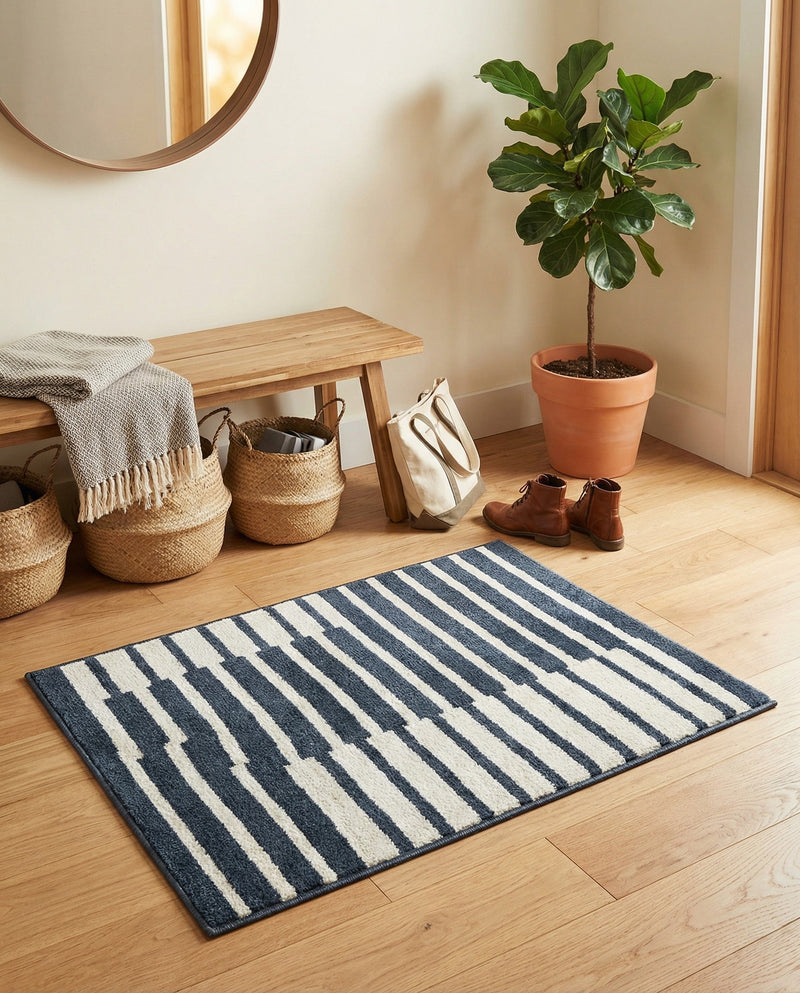 Copenhagen Edge Collection Area Rug -  Vesterbro Rectangle Blue  lifestyle 33