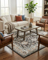 Savannah Elegance Collection Area Rug - Augusta (Fume Gray) Square Fume Gray  lifestyle 80