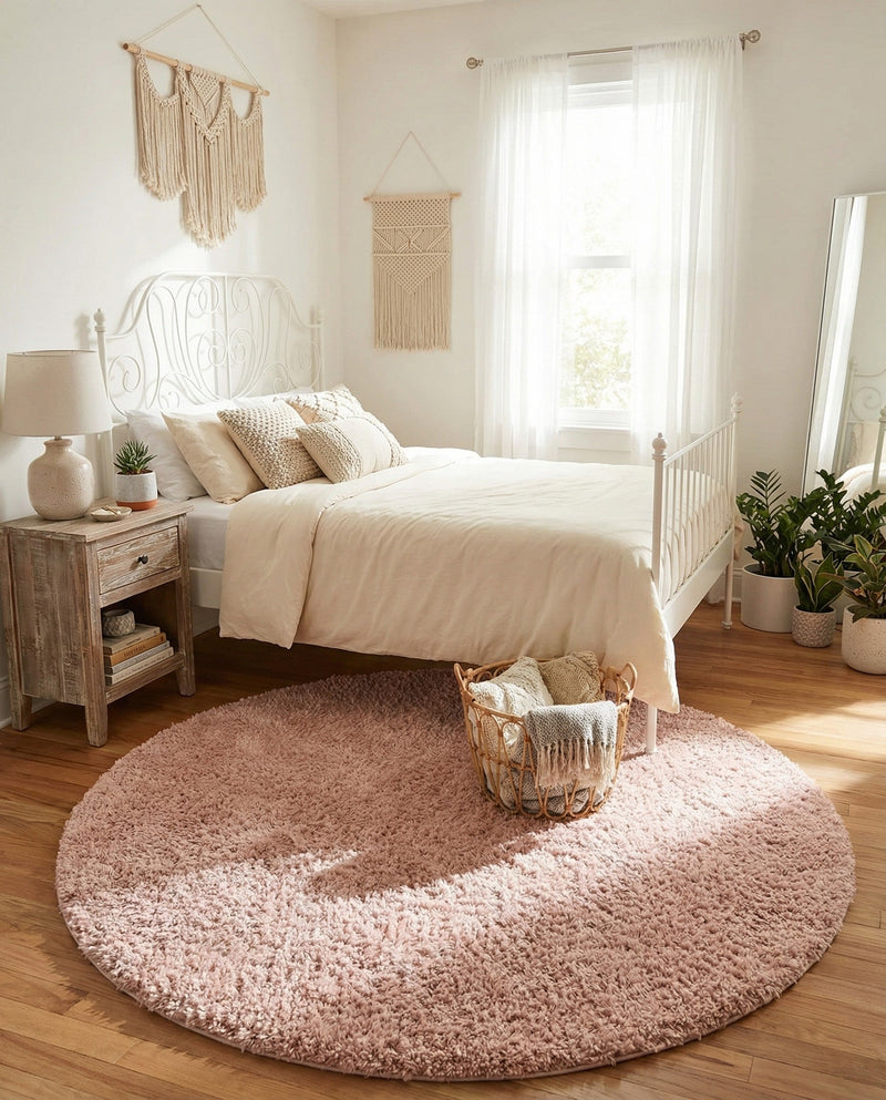 Alpine Plush Collection Area Rug -  Cortina (Dusty Rose) Round Dusty Rose  lifestyle 35