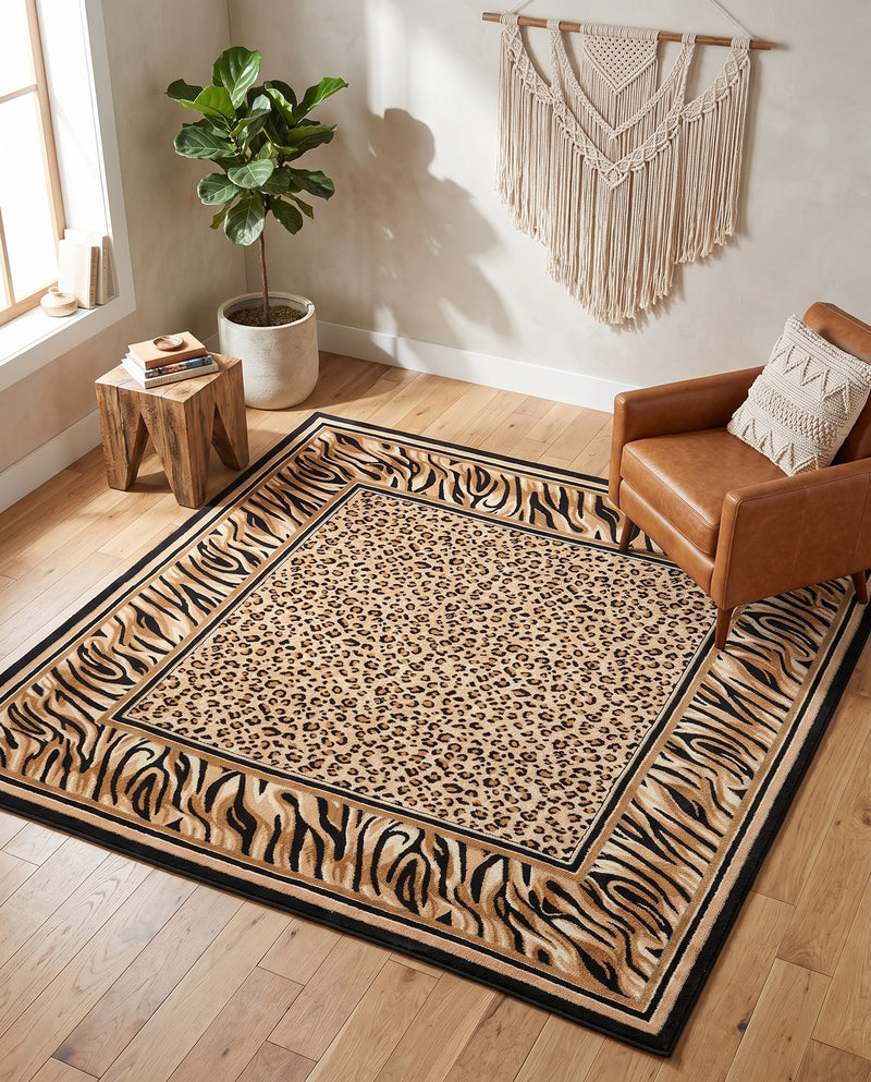 Savannah Sojourn Collection Area Rug -  Chobe Square Light Brown  lifestyle 70