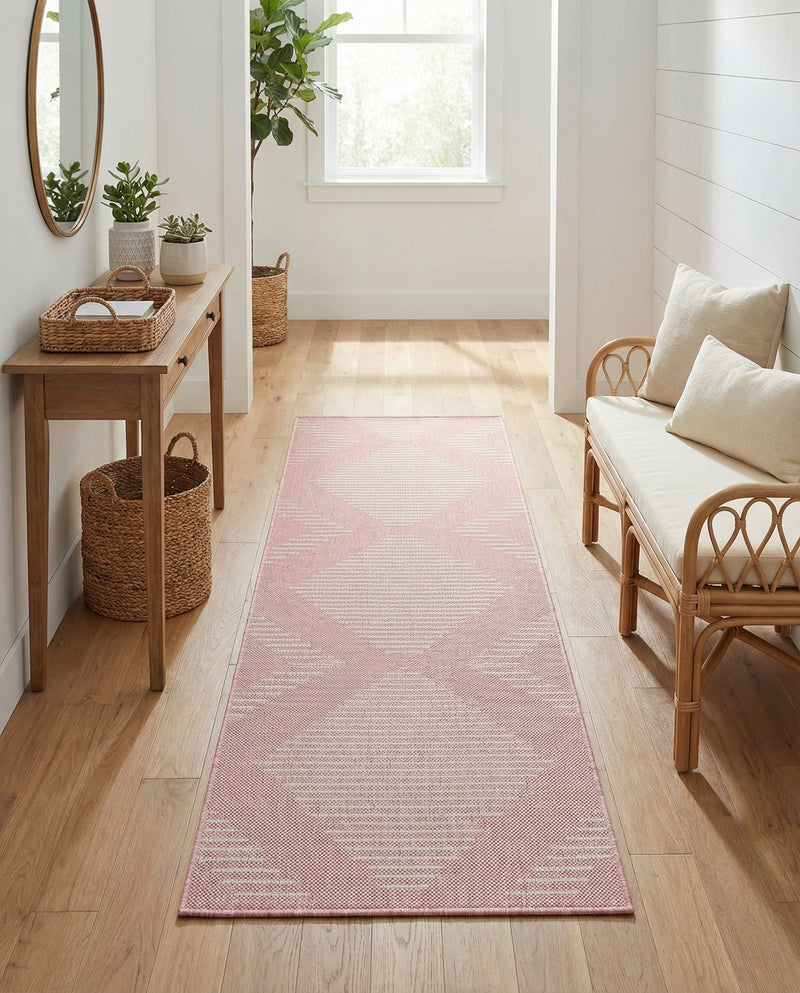 Urban Terrace Collection Area Rug -  Chelsea (Pink) Runner Pink  lifestyle 28