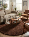 Plush Oasis Collection Area Rug - Serenity (Chocolate Brown) Oval Chocolate Brown  lifestyle 41