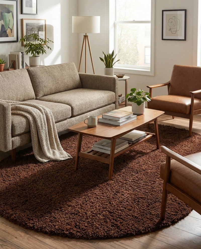 Plush Oasis Collection Area Rug - Serenity (Chocolate Brown) Oval Chocolate Brown  lifestyle 41