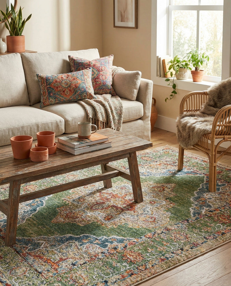 Savannah Soiree Collection Area Rug - Serengeti (Green) Rectangle Green  lifestyle 13