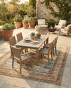Patio Heritage Collection Area Rug -  Pergola Rectangle Blue and Light Brown  lifestyle 34