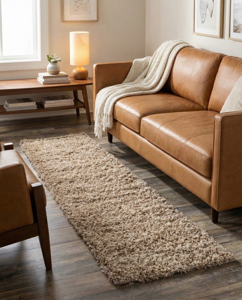 Plush Oasis Collection Area Rug - Serenity (Taupe) Runner Taupe  lifestyle 52