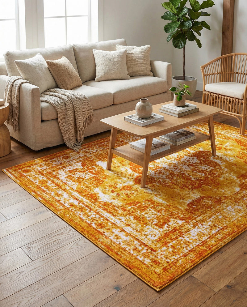 Riviera Elegance Collection Area Rug -  Menton (Orange) Rectangle Orange  lifestyle 16