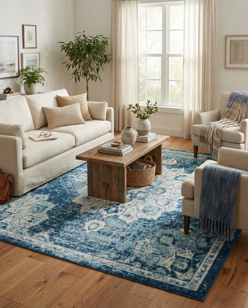 Beverly Grove Collection Area Rug - Melrose (Navy Blue) Rectangle Navy Blue  lifestyle 12