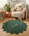 Woven Seaside Jute Collection Area Rug - Coastalhaven (Hunter Green) Round Hunter Green  lifestyle 21