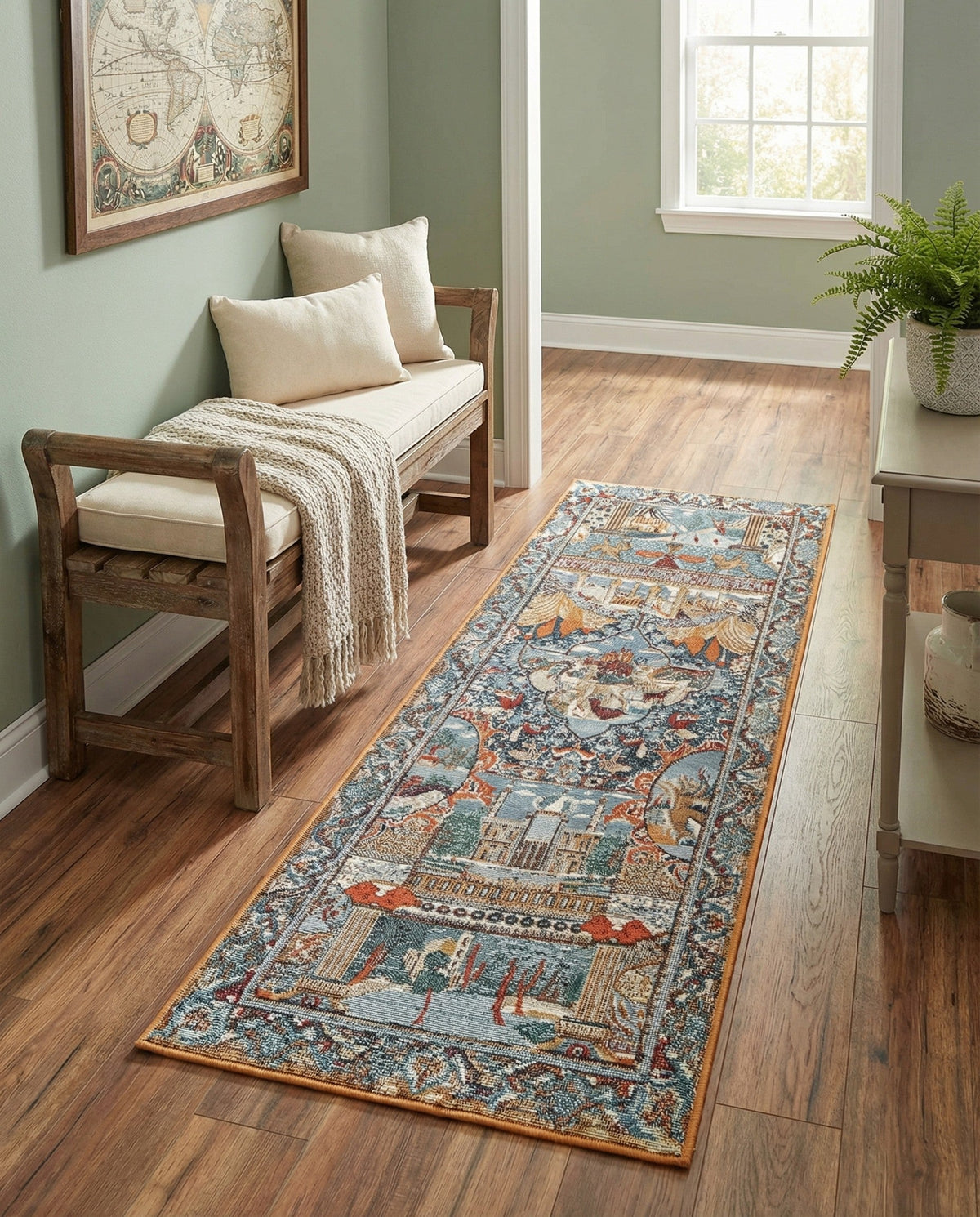 Patio Heritage Collection Area Rug -  Oasis Runner Multi  lifestyle 90