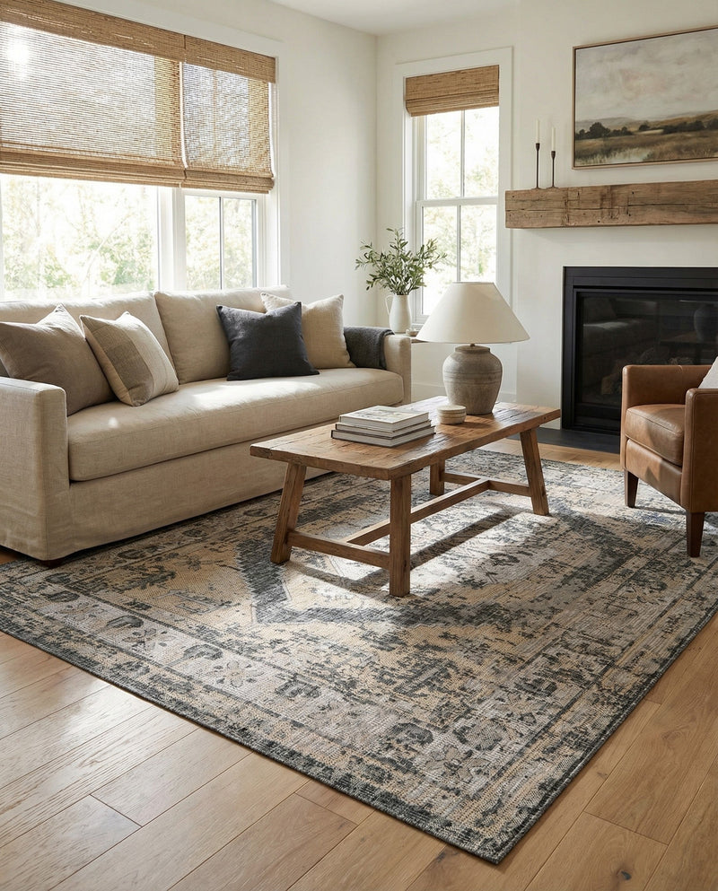 Patio Heritage Collection Area Rug -  Augusta (Charcoal) Rectangle Charcoal  lifestyle 11