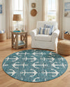 Seaside Haven Rugs Collection Area Rug - Sapphire (Teal) Round Teal  lifestyle 48