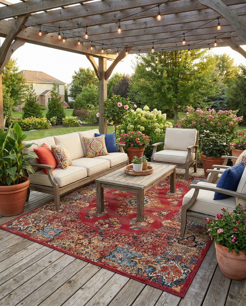 Patio Heritage Collection Area Rug -  Terrace Rectangle Antique Red  lifestyle 22