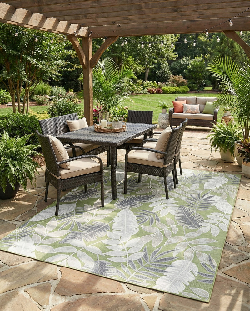 Seaside Blooms Collection Area Rug -  Serene Rectangle Green  lifestyle 23