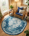 Beverly Grove Collection Area Rug - Melrose (Navy Blue) Oval Navy Blue  lifestyle 70